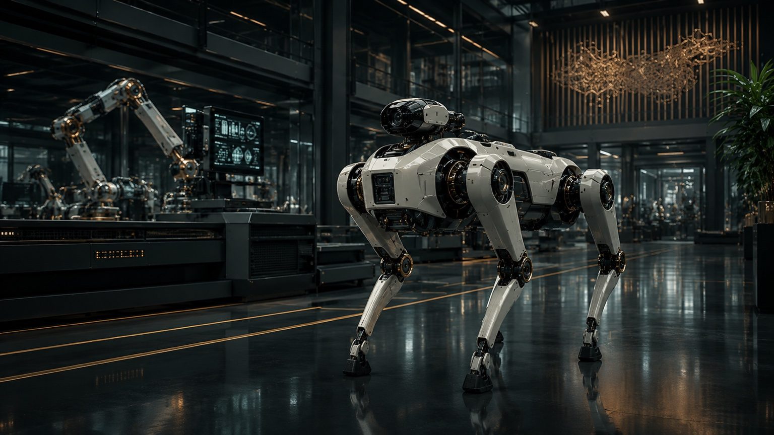 Advanced robot dog in a robotics showroom