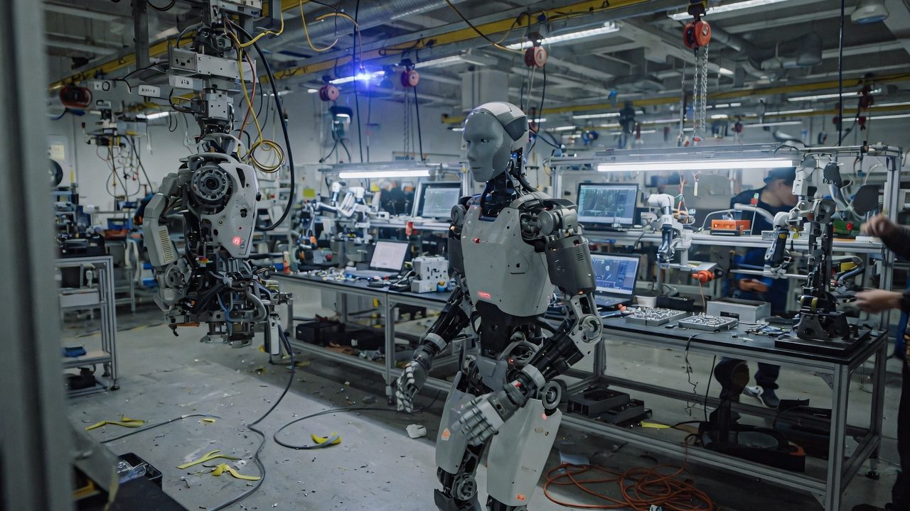 Humanoid robot on a Shenzhen factory floor